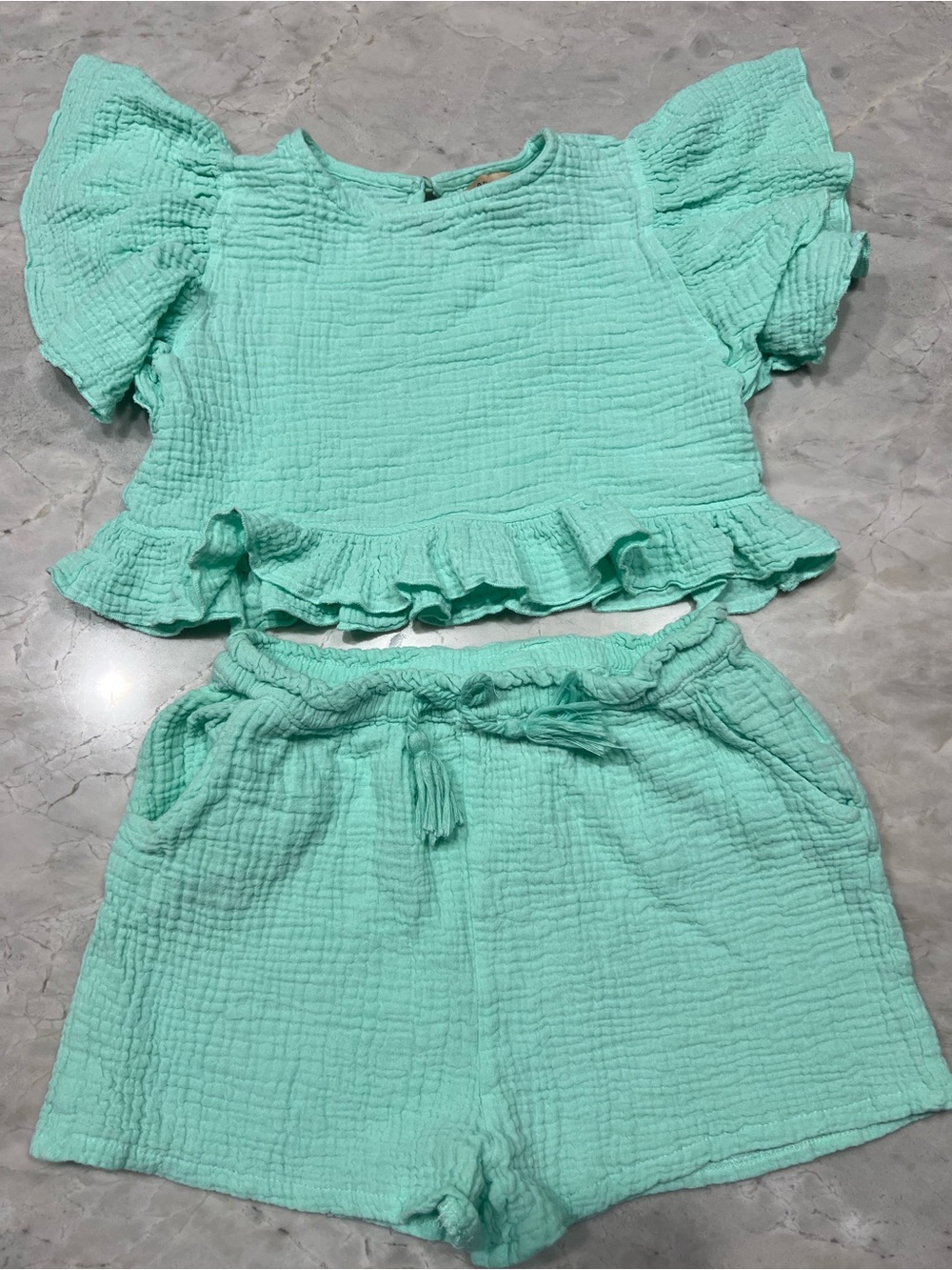 BearPaw Girl Mint Green Gauze Two-Piece Set